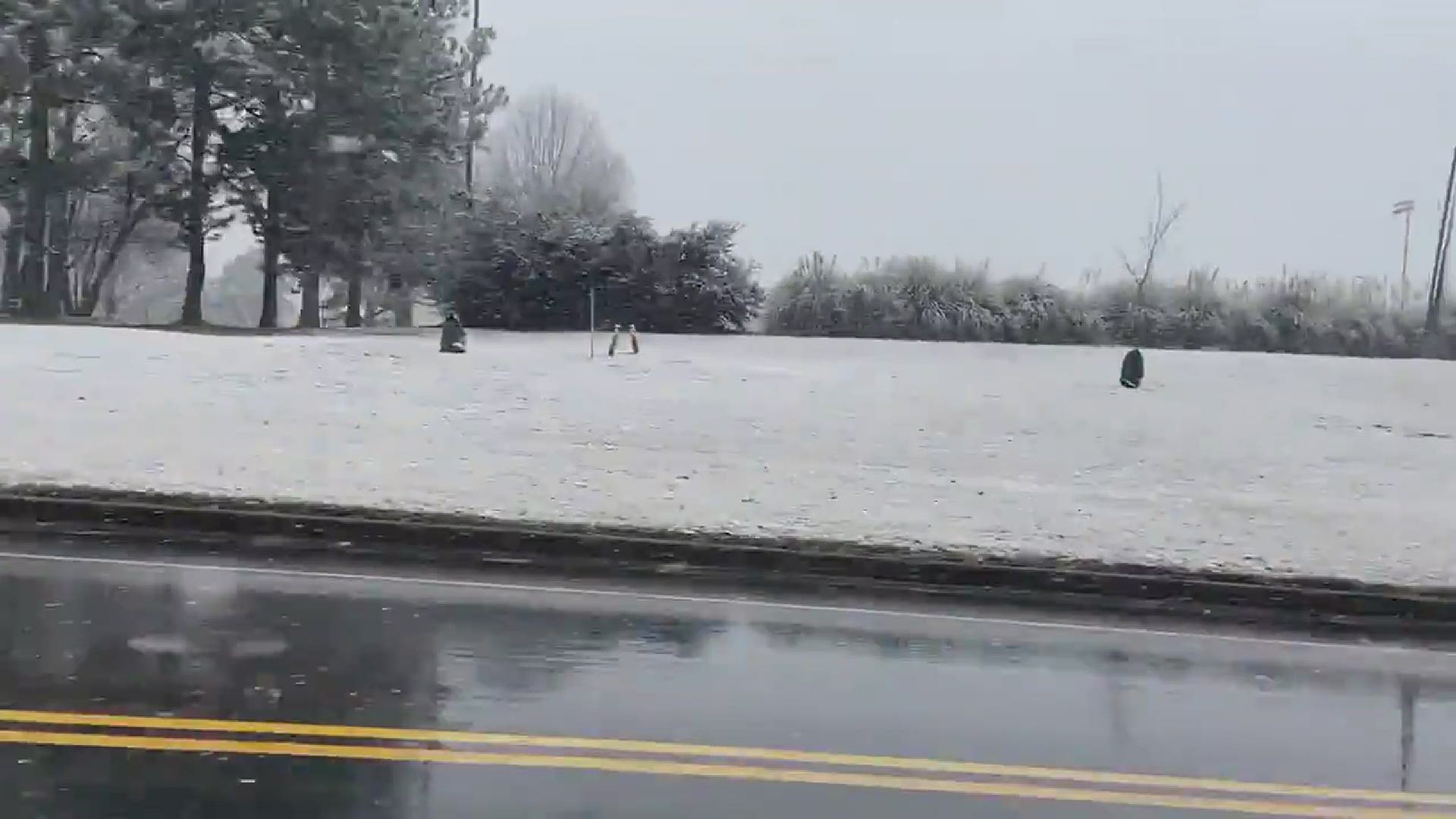 CBS19's Reagan Roy captured video of snowfall at UT Tyler on Sunday, Jan. 10, 2021.