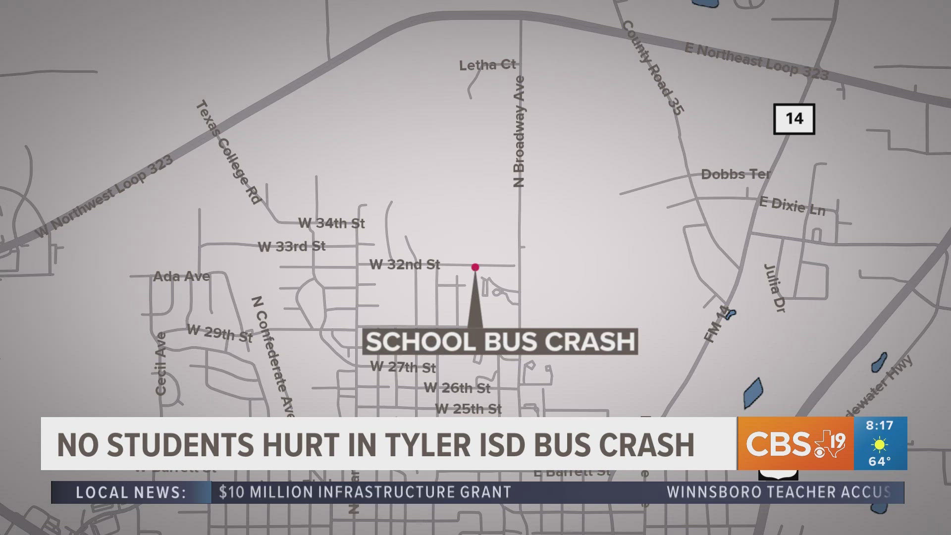 No students hurt after crash involving Tyler ISD bus | cbs19.tv