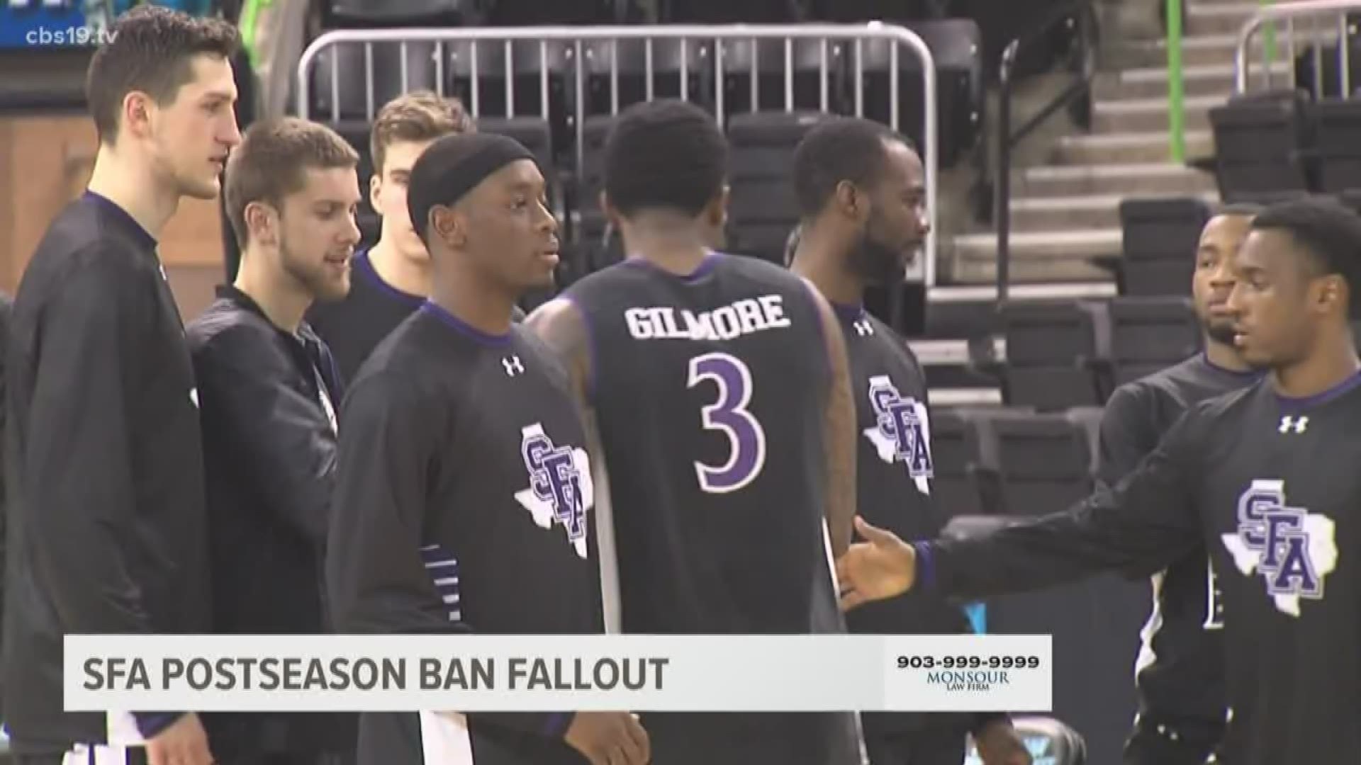 The ban affects the men's basketball, football and baseball programs.