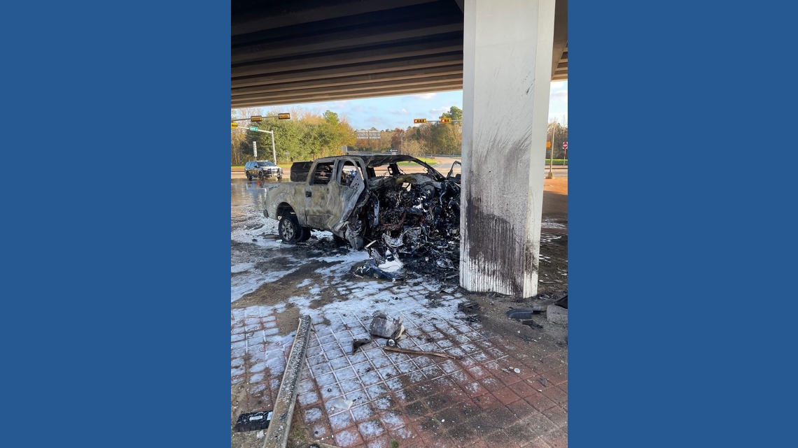 Man dies after truck hits pillar, catches fire in Lufkin underpass ...