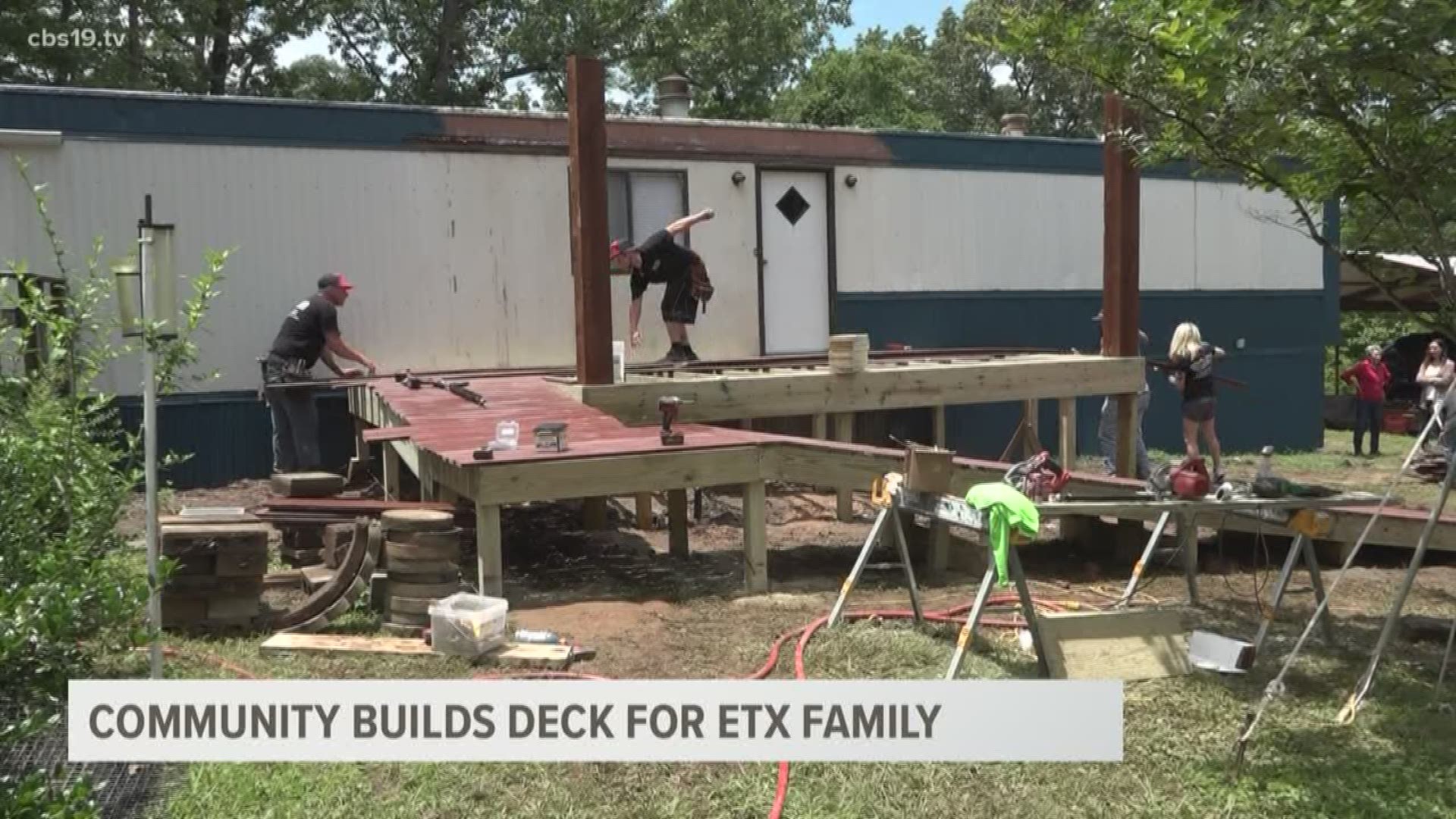 A construction company builds a new deck for a Diana woman after she was paralyzed from an accident.