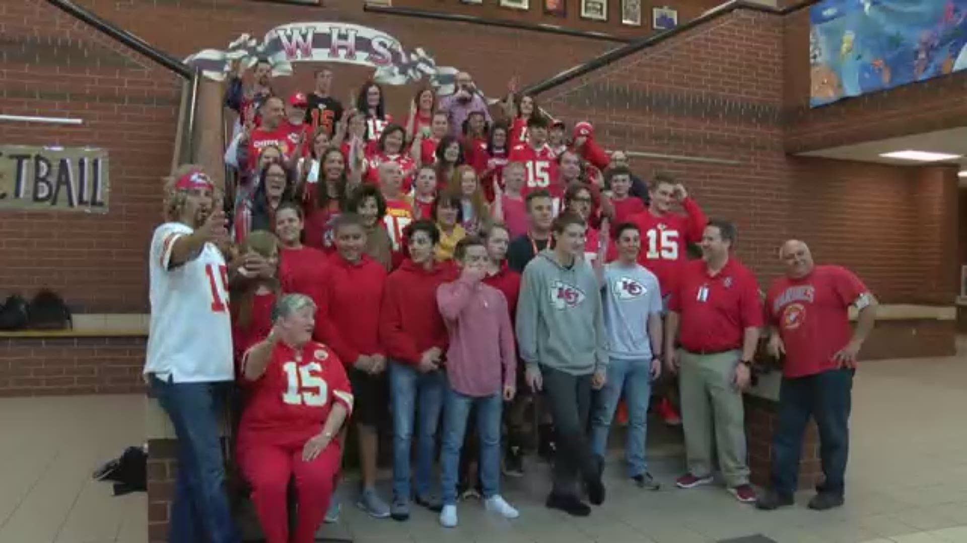Students, staff and faculty wore Kansas City gear in honor of the Chief's quarterback.