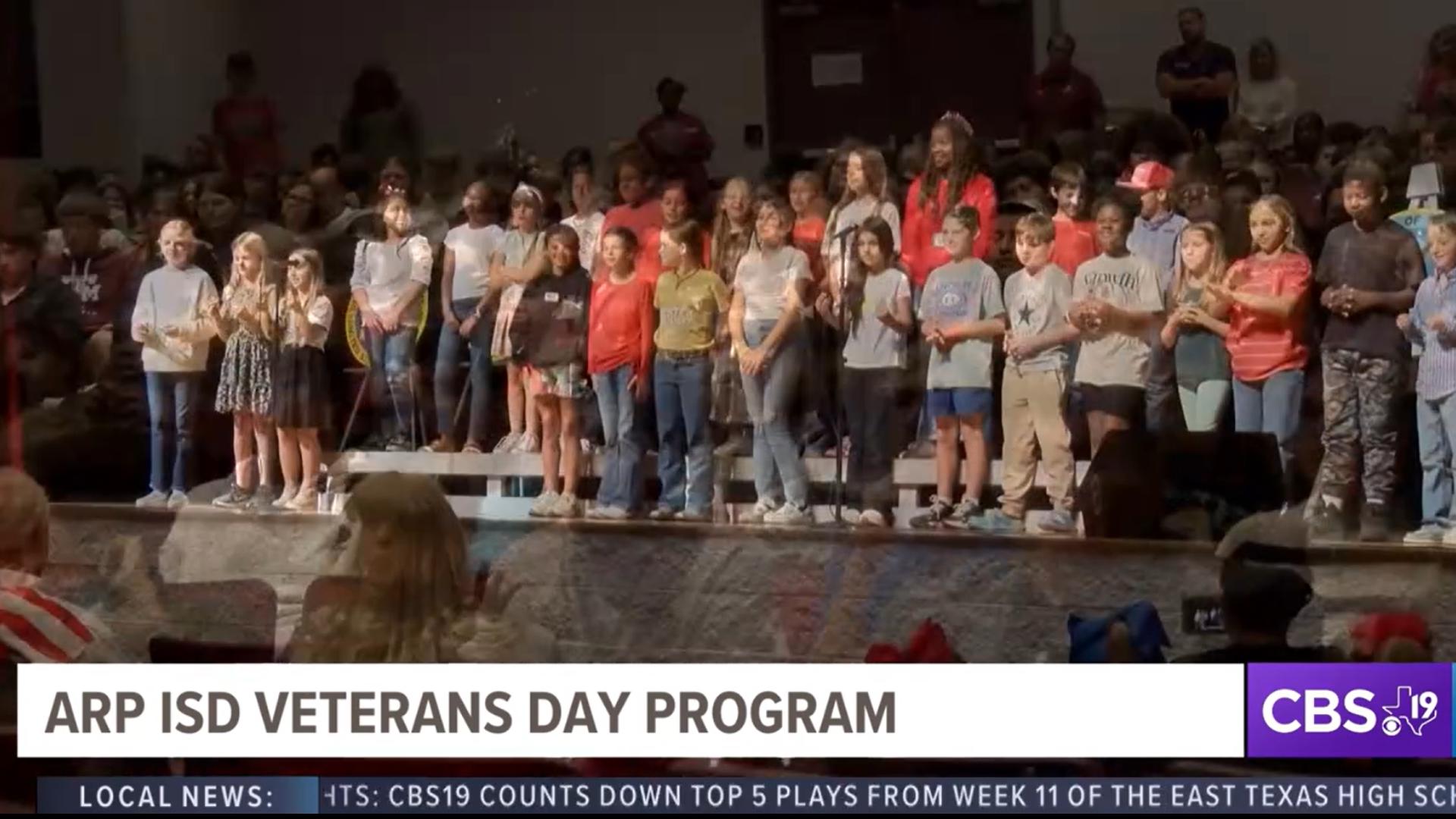 The younger generation of third, fourth and fifth graders graced the stage to sing a couple of military songs.