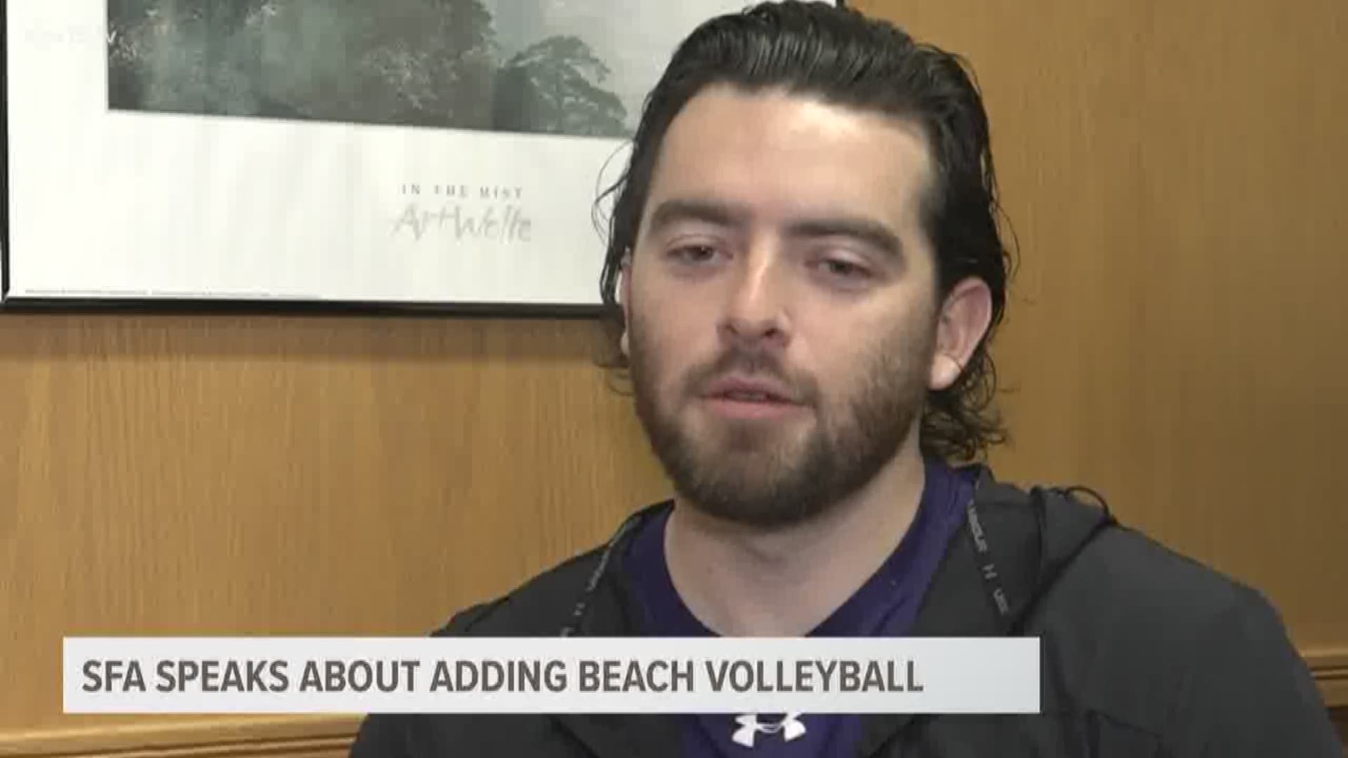 Alex Luna, the new beach volleyball coach at Stephen F. Austin State University talks the game and recruiting alongside Director of Volleyball Debbie Humphreys.
