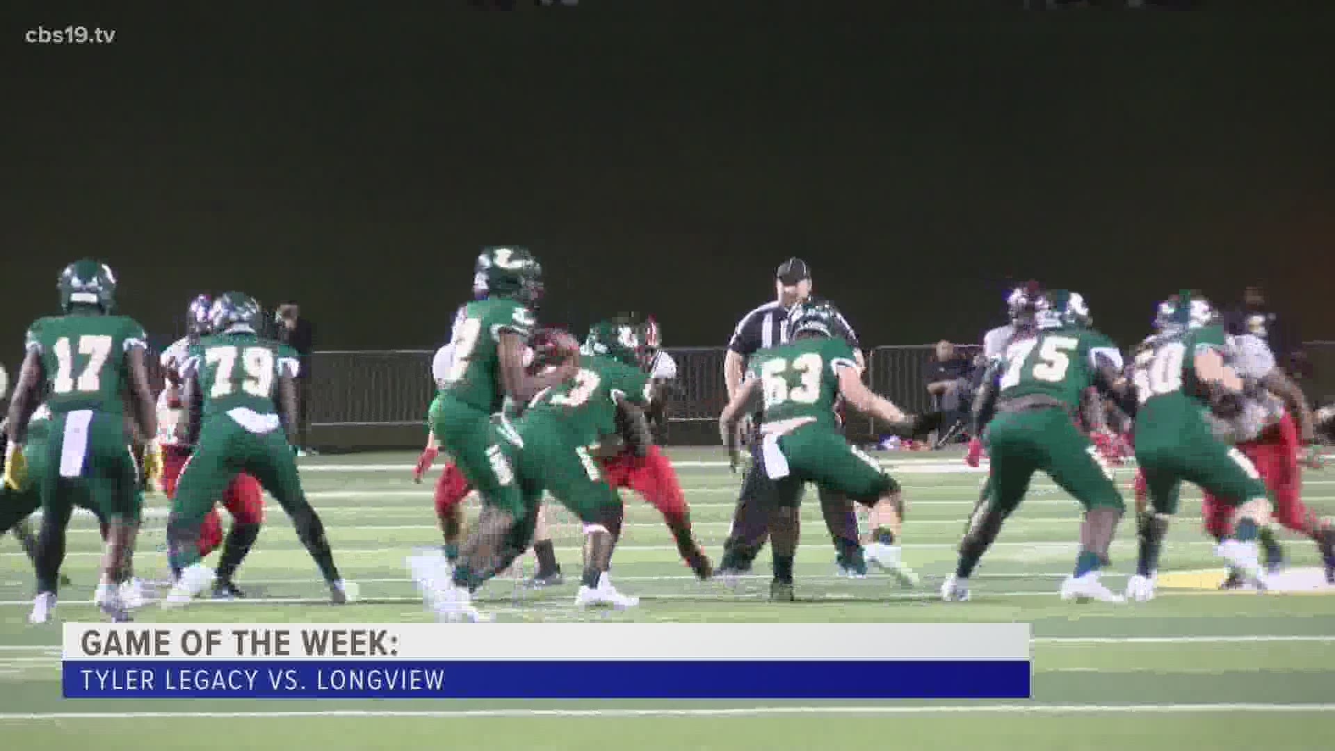 The Tyler Legacy Red Raiders traveled to Longview to take on the Lobos in Week 3 of the 5A/6A Texas high school football season.