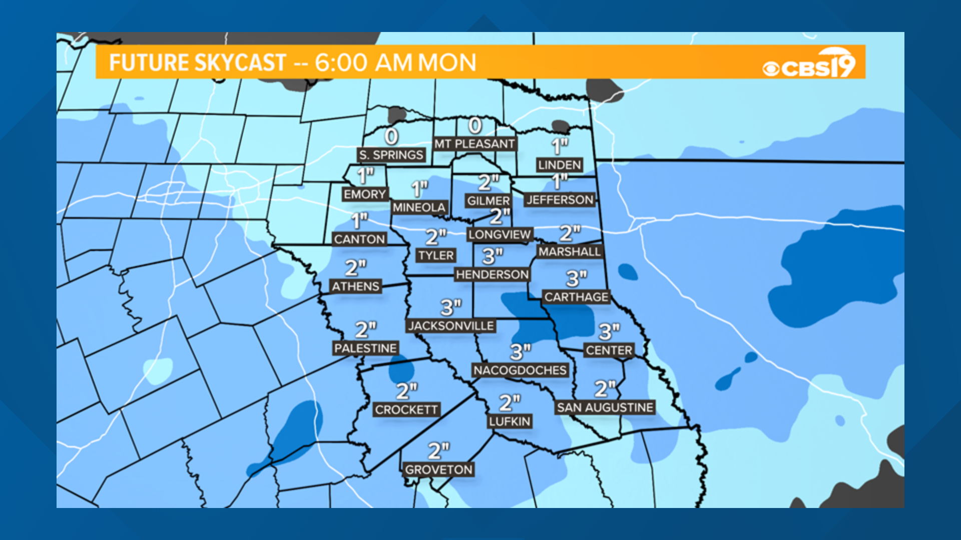 Up to 4" of snow could fall in parts of East Texas cbs19.tv