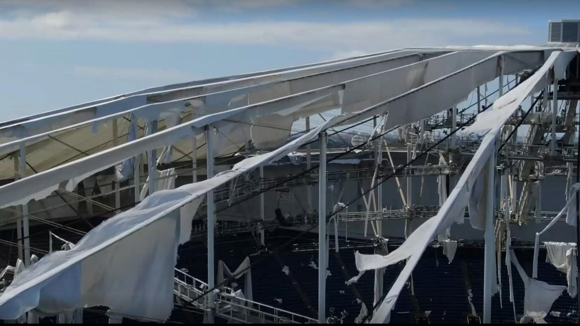 Hurricane Milton tore the roof of Tropicana Field in Florida