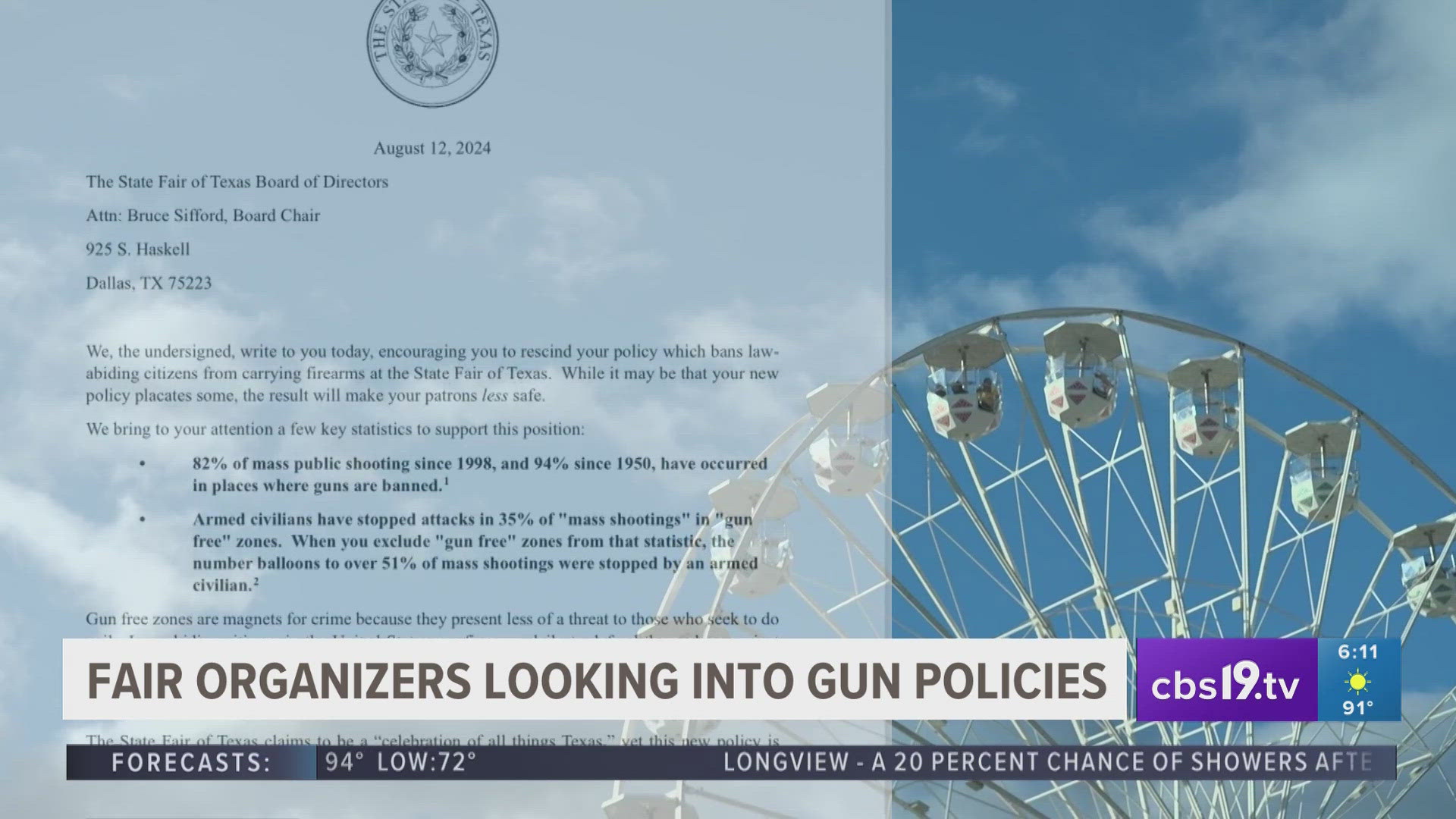 Last week, Texas Attorney General Ken Paxton threatened legal action if the State Fair of Texas does not lift their gun ban.