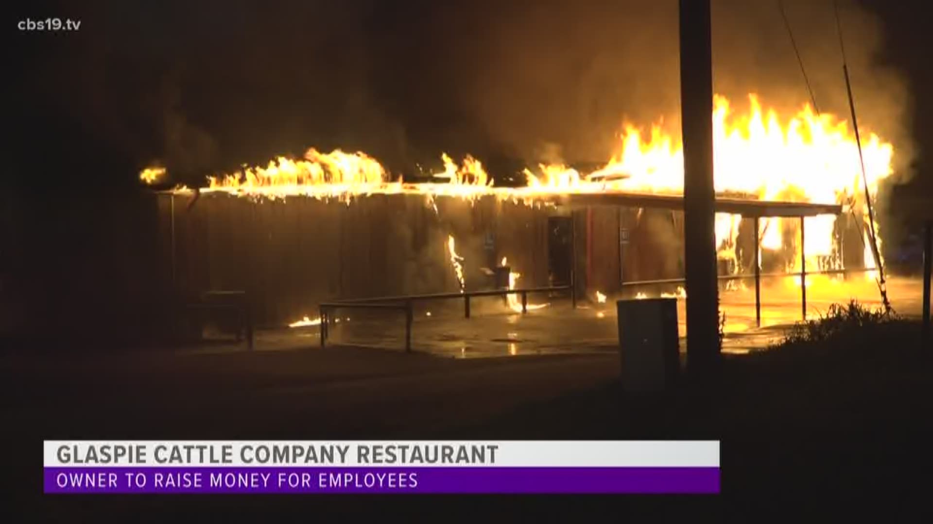 The owner of Glaspie Cattle Company, the Frankston restaurant that burnt down last Friday is now raising money for his employees. 