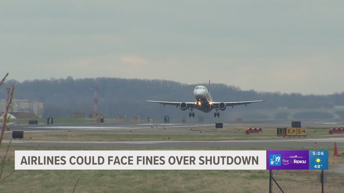 Airlines could face fines for noncompliance with shutdown flight cuts