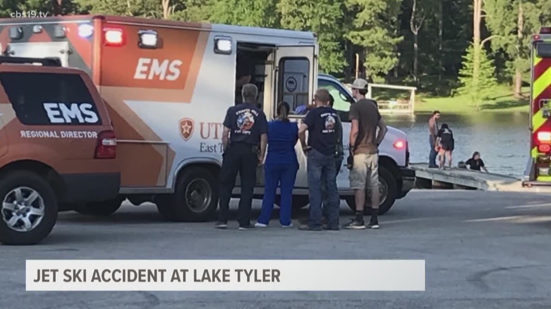 According to the New Chapel Hill Volunteer Fire Department, the man was on a jet ski near the Old Omen Boat Ramp on Lake Tyler East when witnesses say he "looked dazed" and fell into the water.