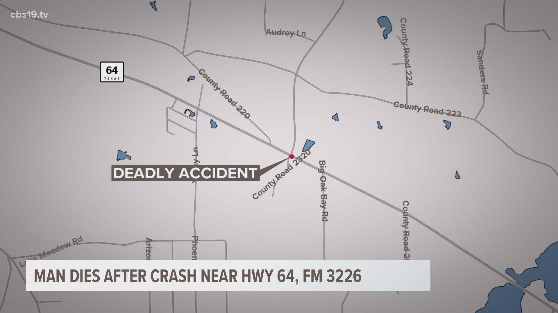 The crash occurred at the intersection of Farm-to-Market 3226 and State Highway 64, east of New Chapel Hill.