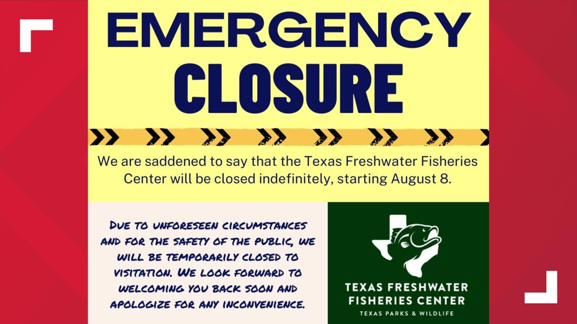 Texas Freshwater Fisheries Center closes indefinitely for safety reasons after water corrodes support beam