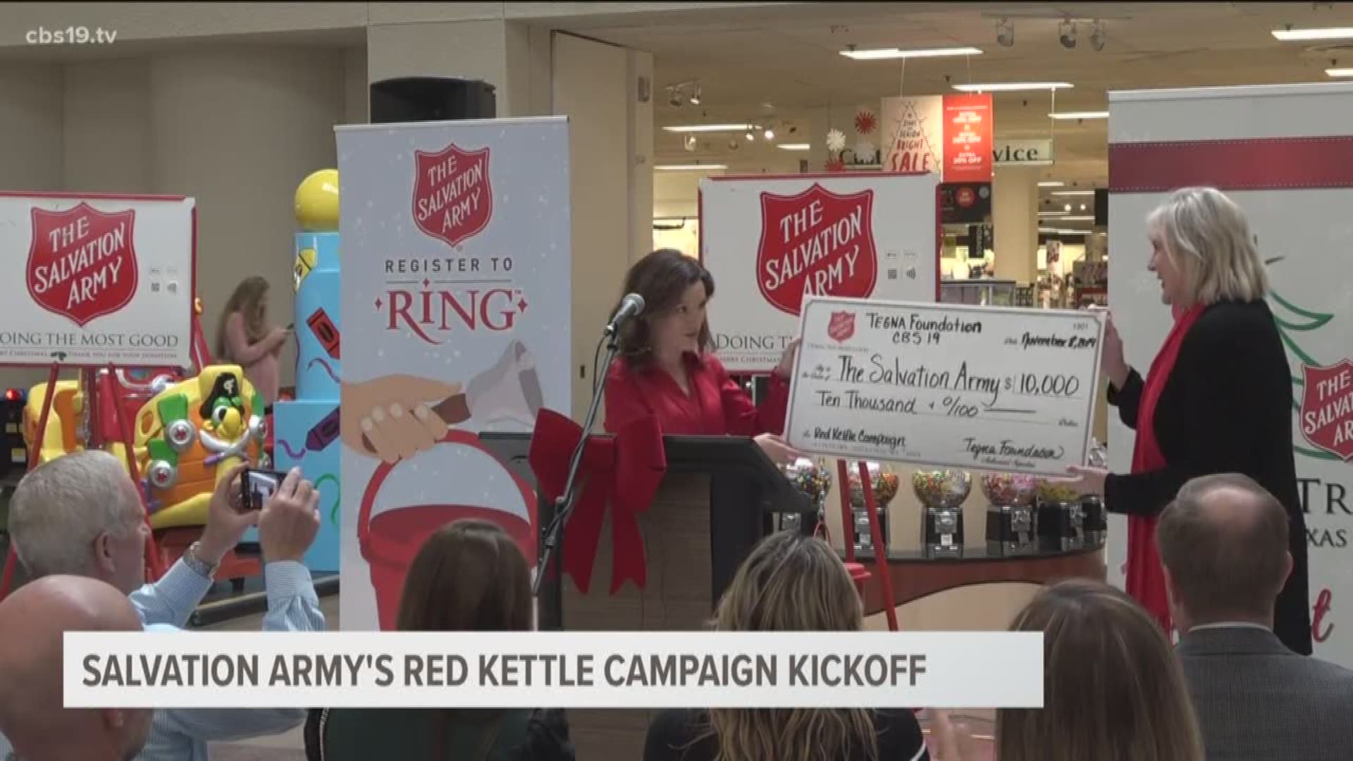 The TEGNA Foundation and CBS19 donated $10,000 to the Salvation Army of Tyler.