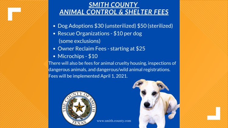 Smith County shelter to charge small fees 