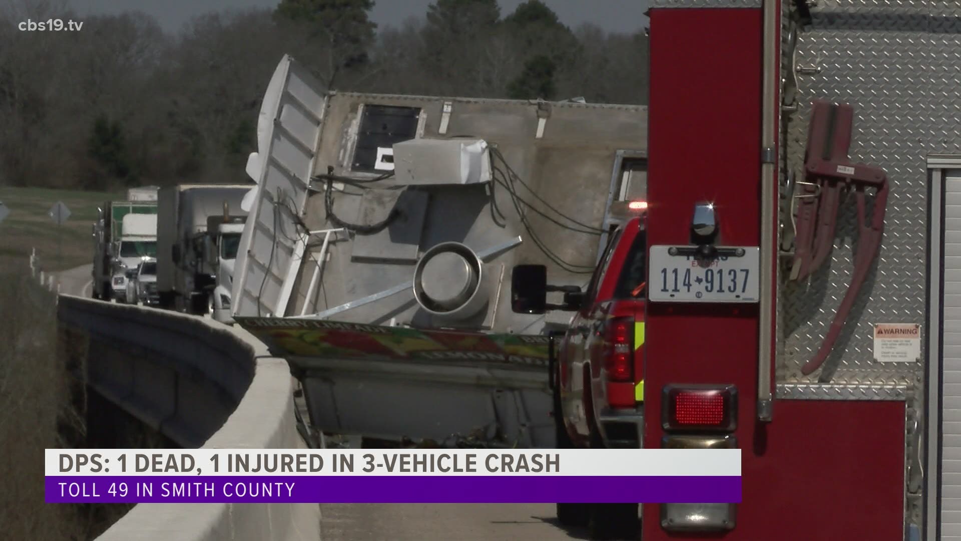 One person is dead and another was hospitalized following a Monday morning crash on Toll 49 in Smith County.