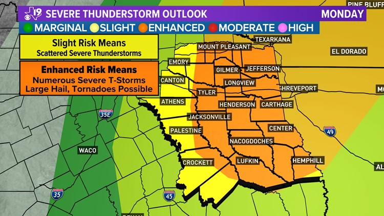 Severe Weather Setup Monday in East Texas