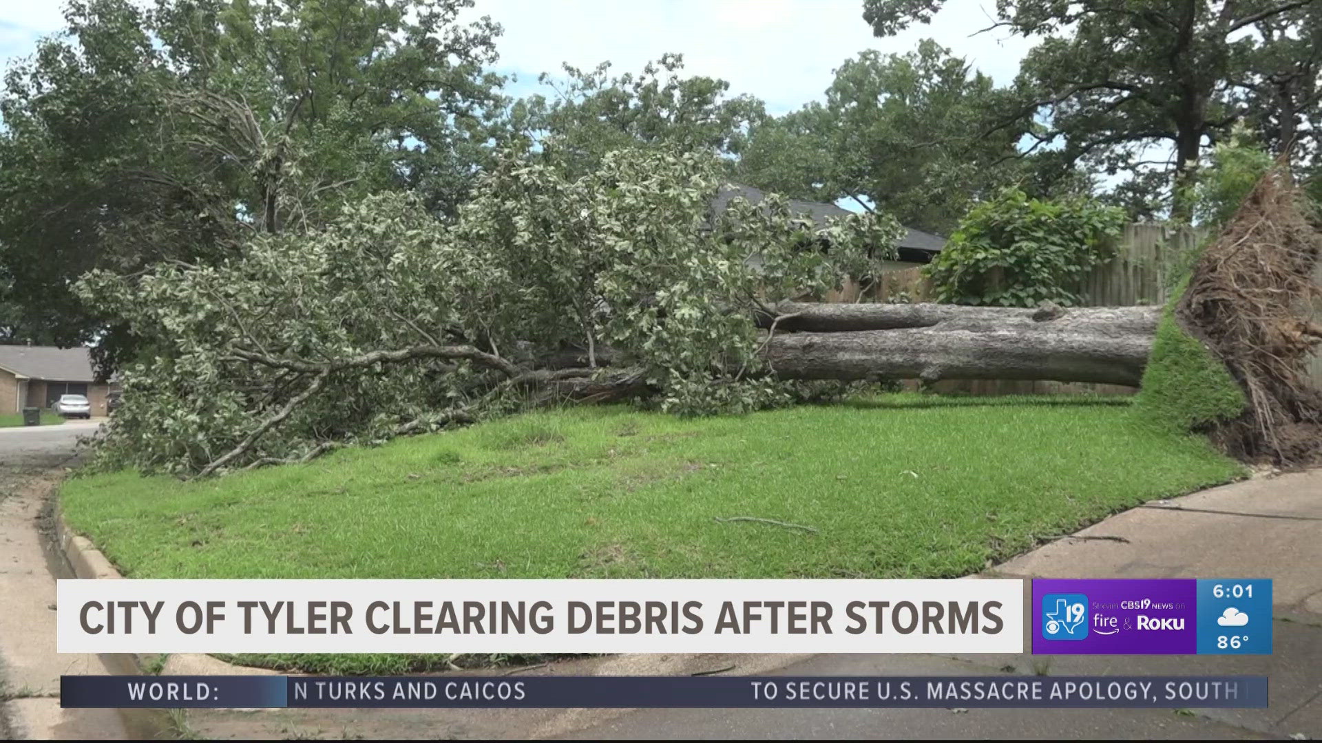 The city of Tyler’s solid waste department said they can pick up debris, trees, and tree limbs free of charge, however pickup is limited to 50 pounds or 4 ft. bundle