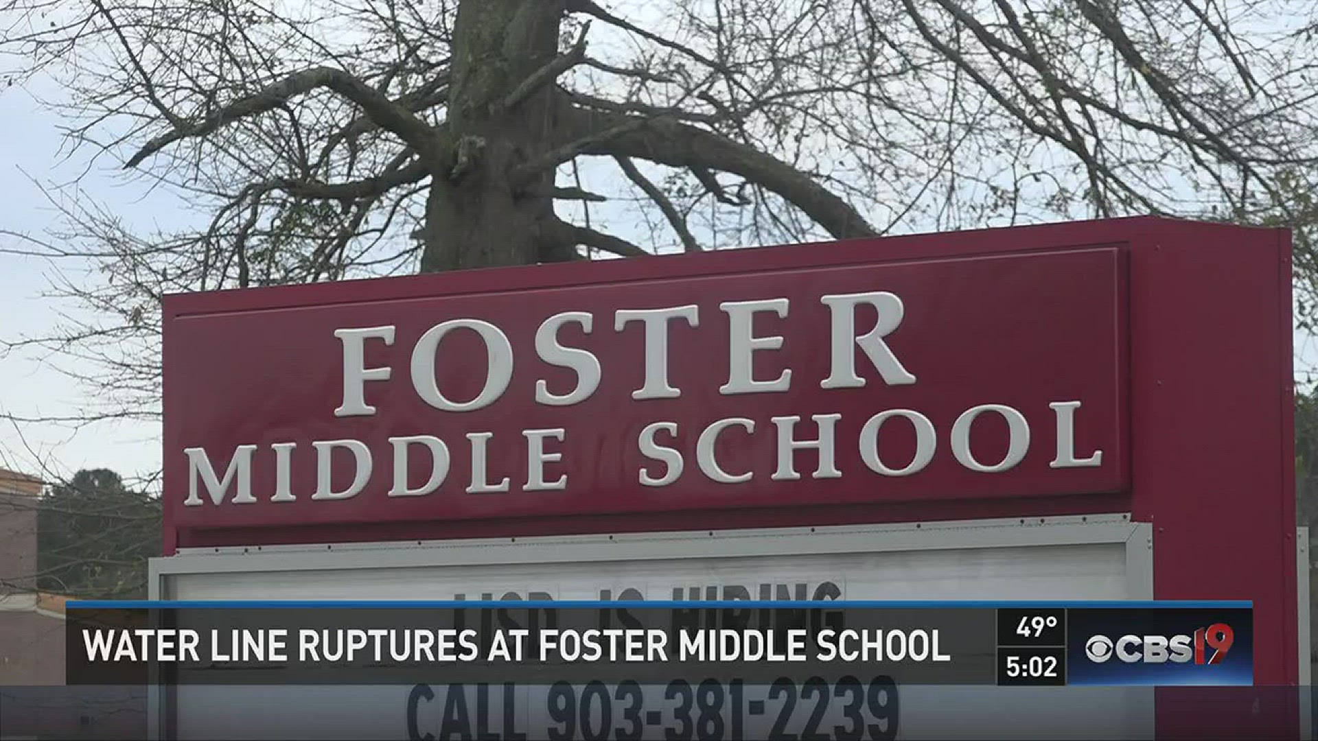 Foster Middle School cancels classes due to water line rupture