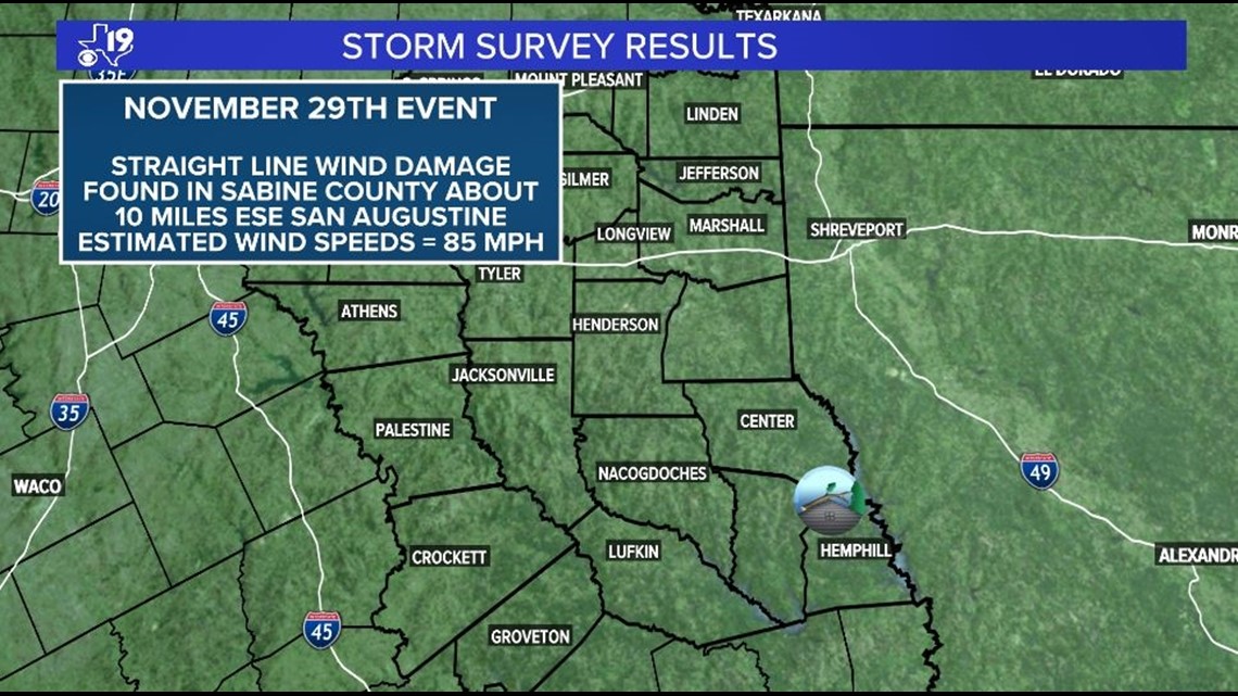 National Weather Service confirmed wind damage in Sabine County cbs19.tv