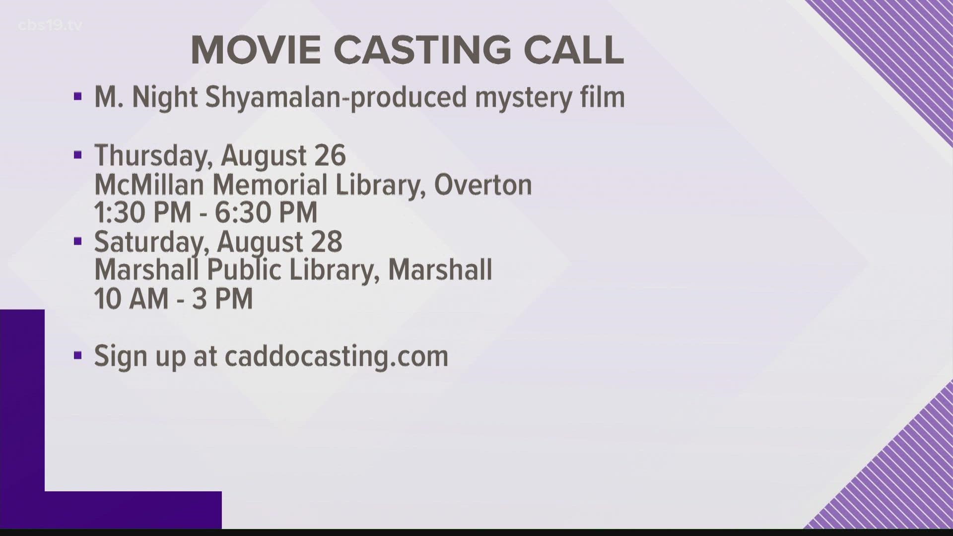 For more information on the film or auditions, visit caddocasting.com.