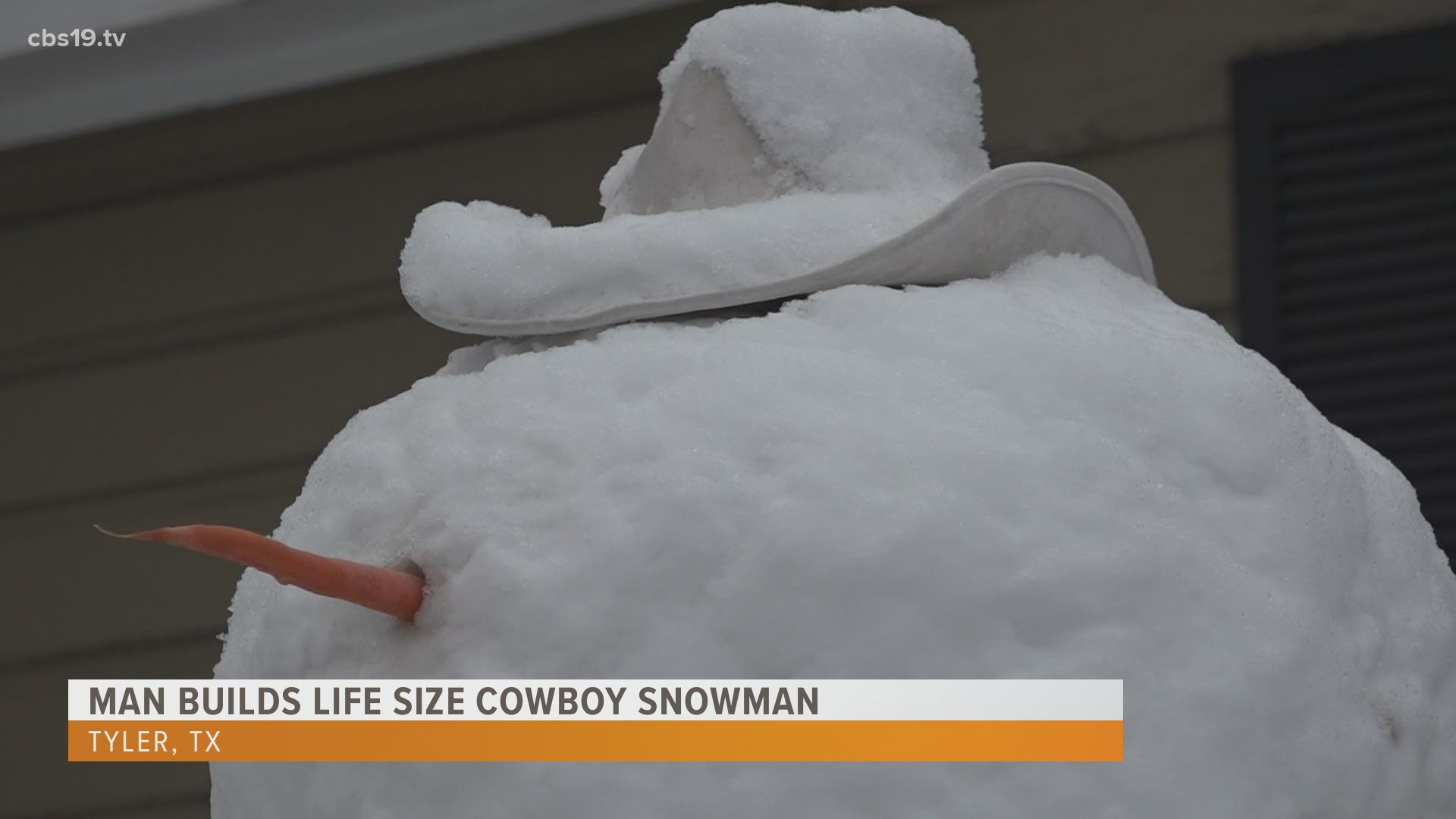 East Texas man builds life-size cowboy snowman