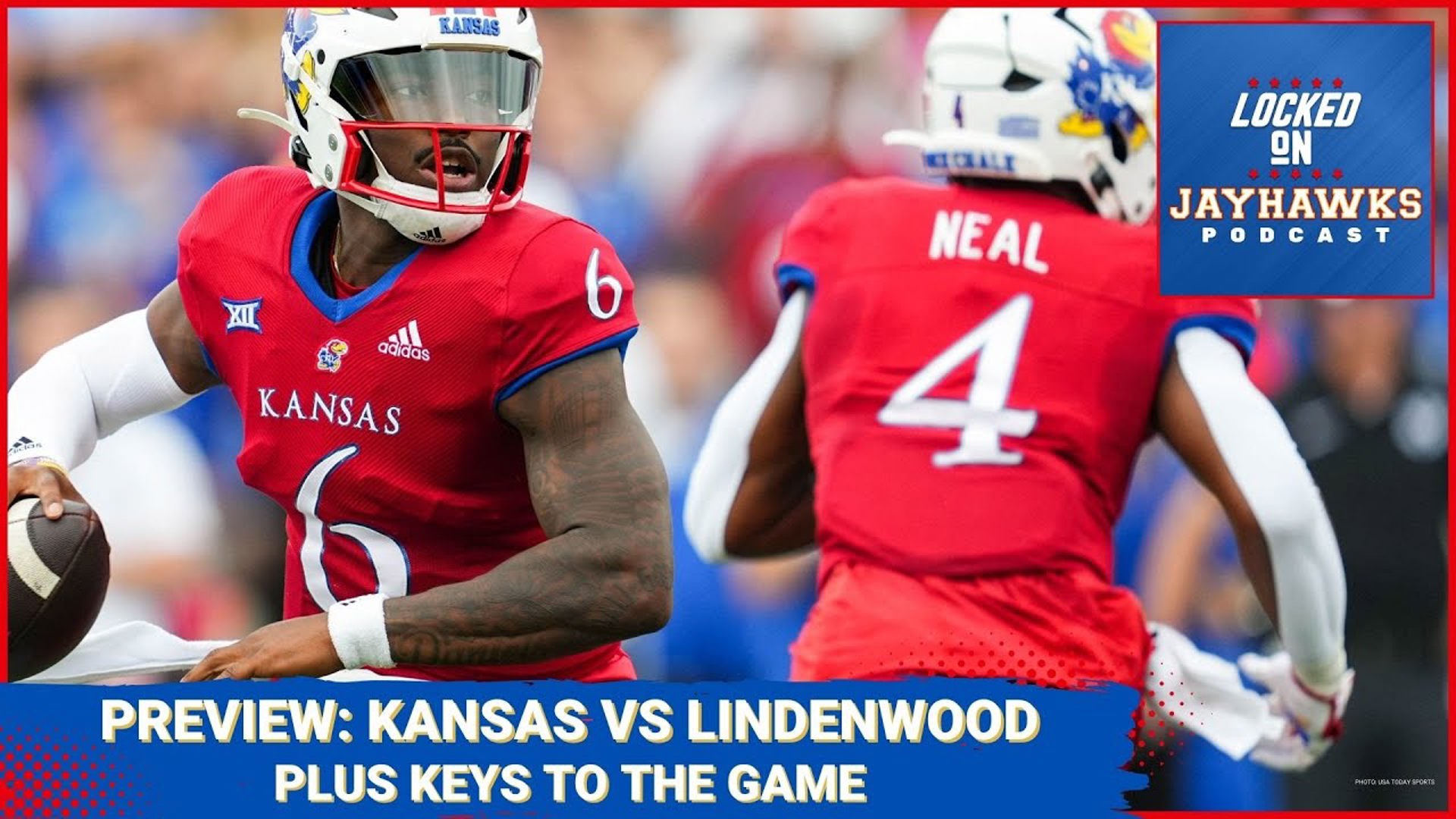 Preview of Kansas Jayhawks football vs Lindenwood Lions in each team's 2024 season-opener, being played in Kansas City, KS at Children's Mercy Park on Thursday.