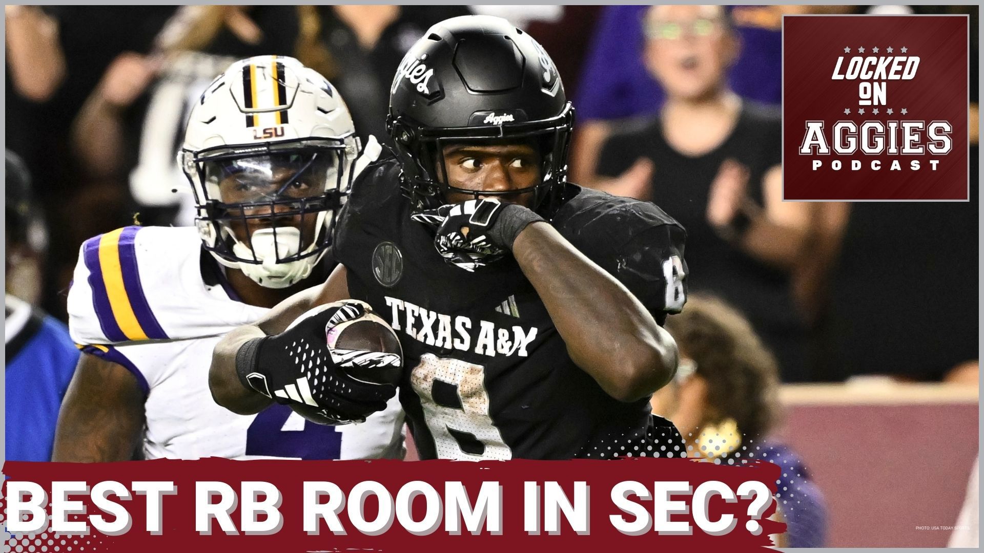 On today's episode of the Locked On Aggies Podcast, host Andrew Stefaniak breaks down why the Aggies have the best running back room in the SEC