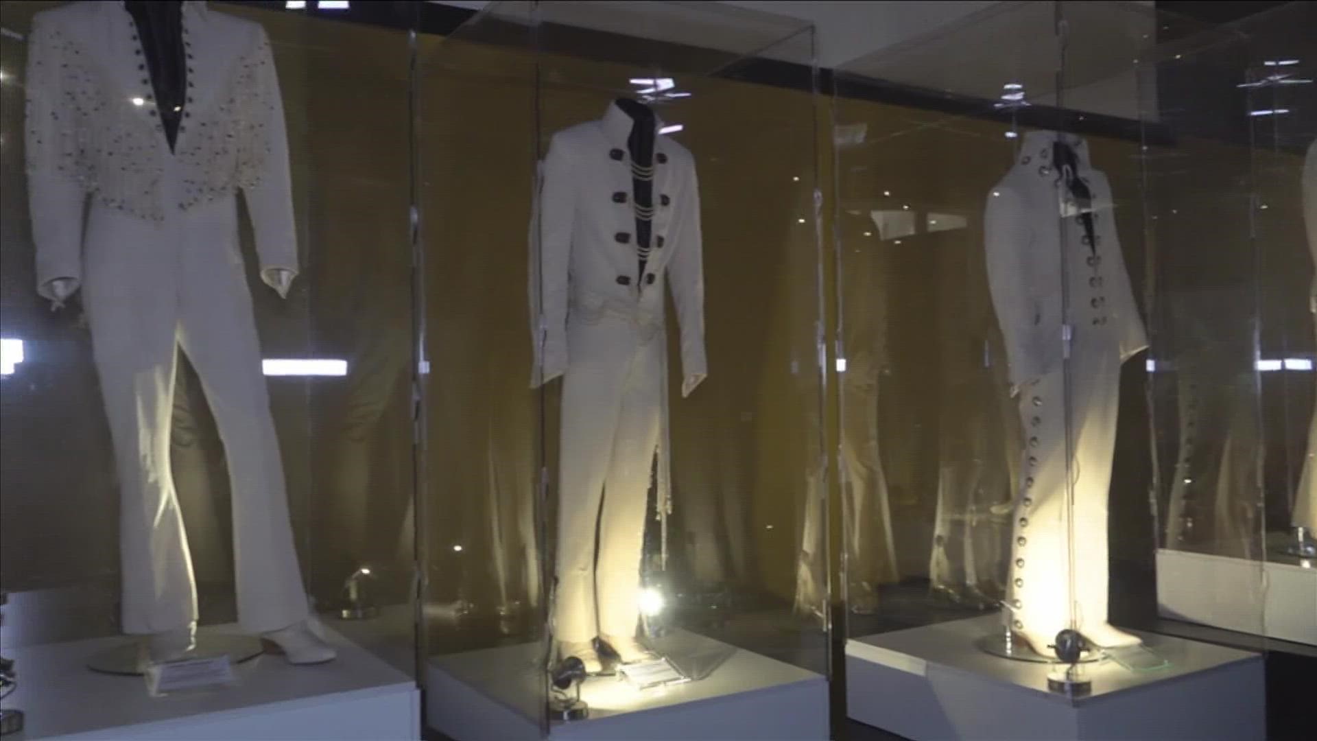 Graceland announced that the limited-time exhibit includes a 21-foot floor to ceiling display of Elvis’ “iconic” costumes.