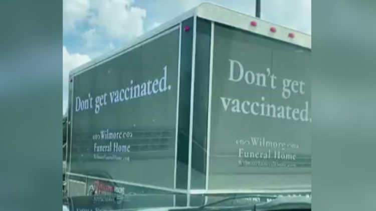 'Don't get vaccinated': Truck appearing to advertise Charlotte funeral home goes viral