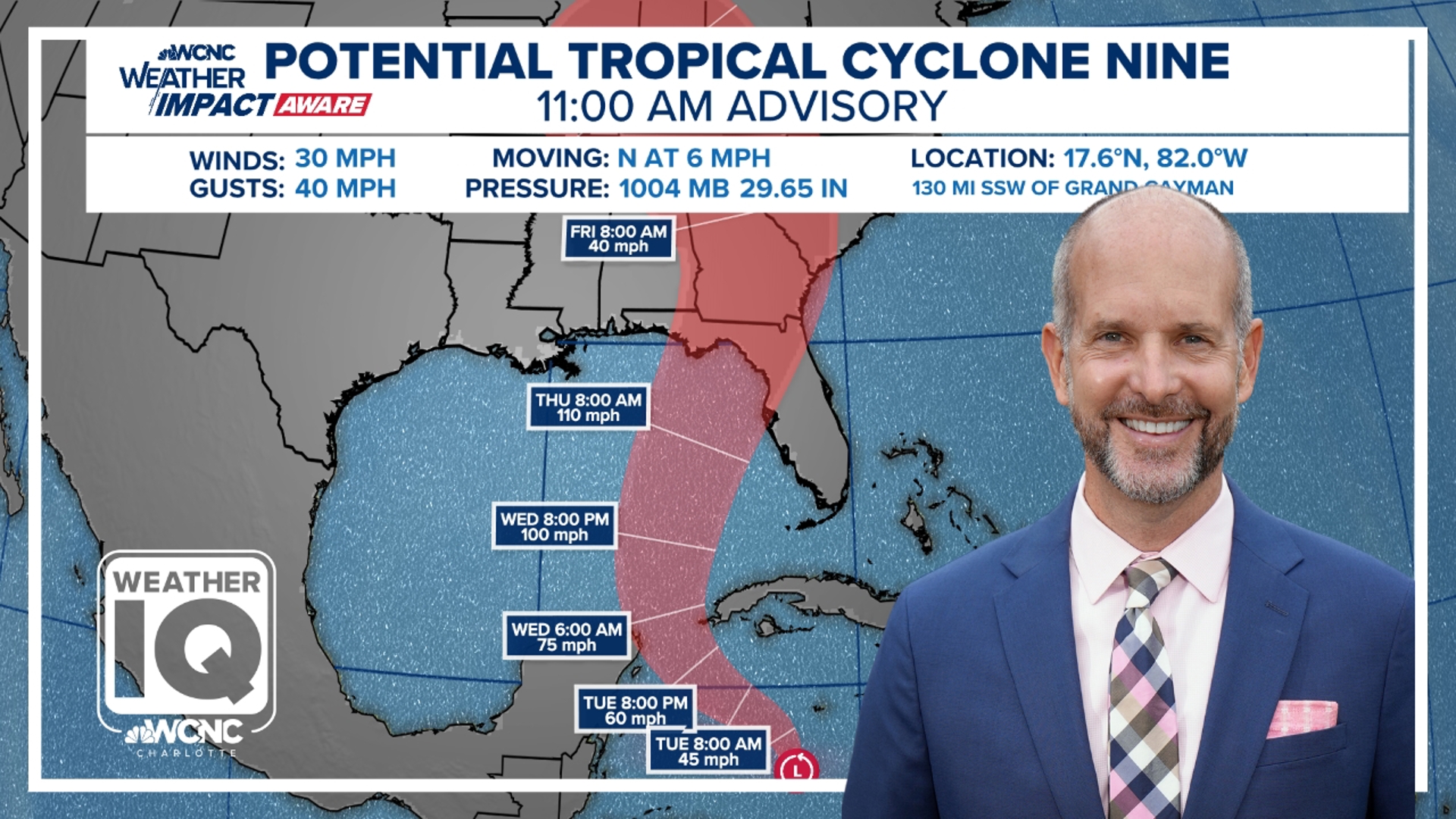 Hurricane Helene, currently identified as Potential Tropical Cyclone Nine, is forecast to form in the Gulf of Mexico.