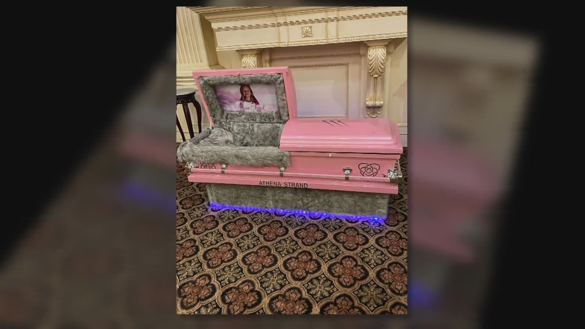 Strand's mother told WFAA that SoulShine Industries donated the casket for the service. The company also made 19 custom caskets for Uvalde victims.