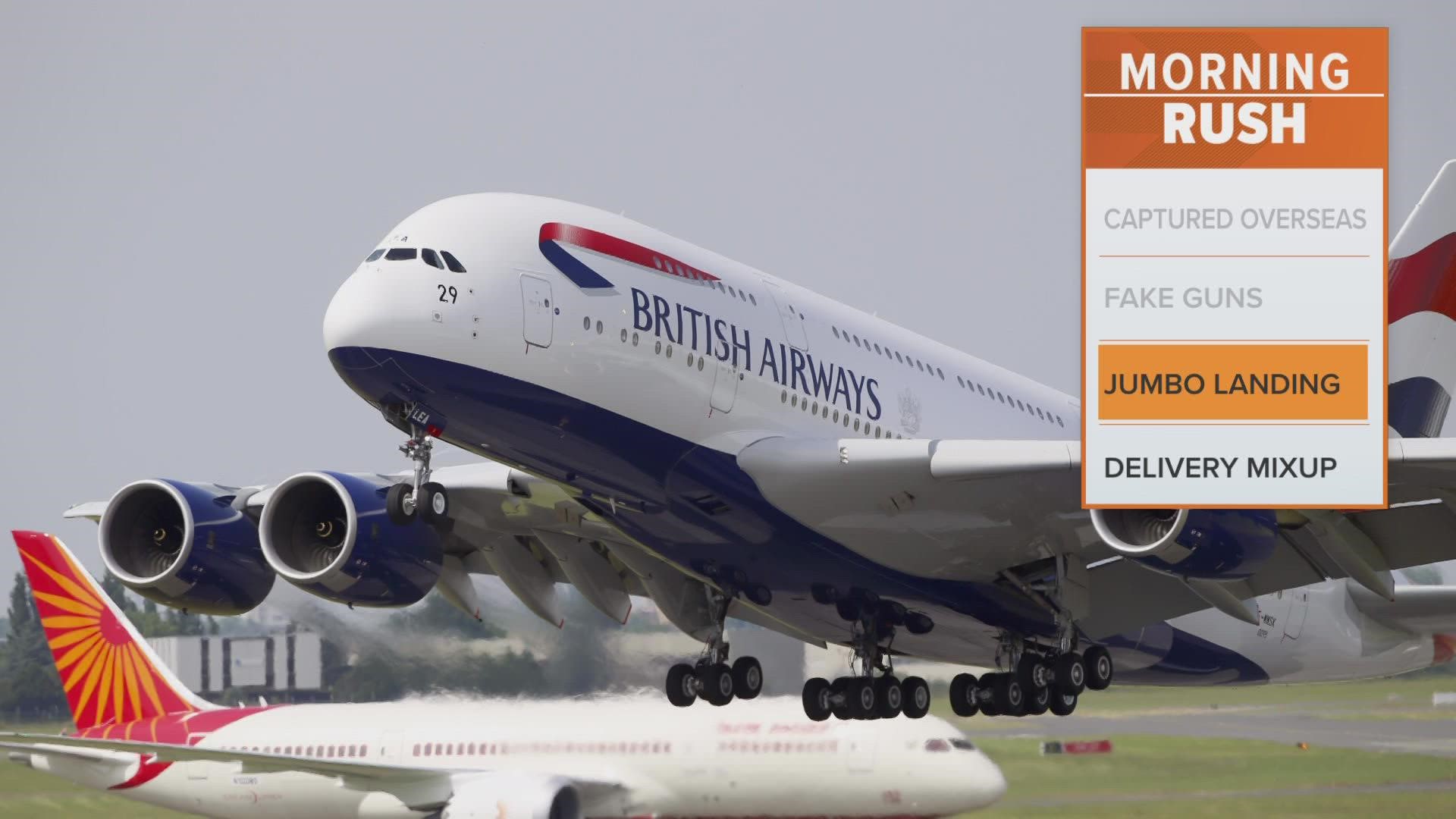 More visits will follow, but when flight BA 193 lands around 4:55 pm., it will mark the first time a "superjumbo" has arrived at the airport in two-plus years