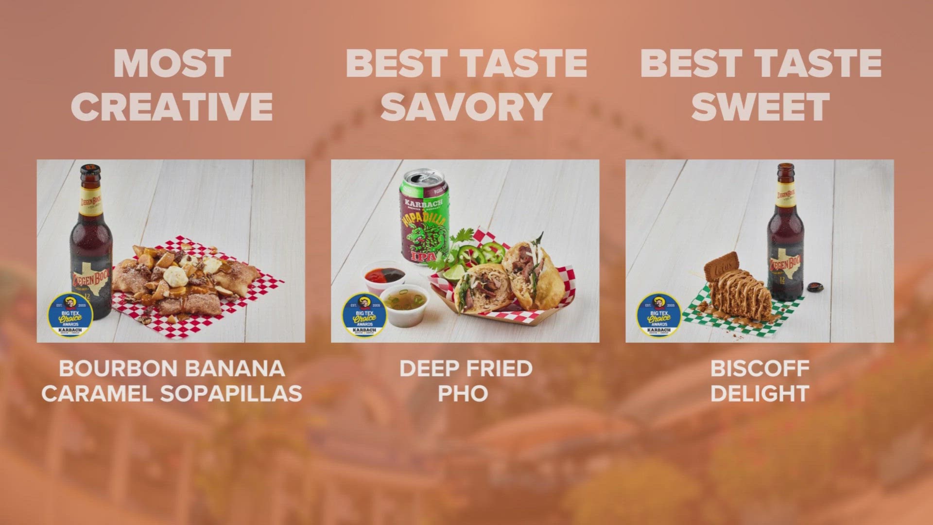 The awards were for most creative new food, best taste - savory, and best taste - sweet.