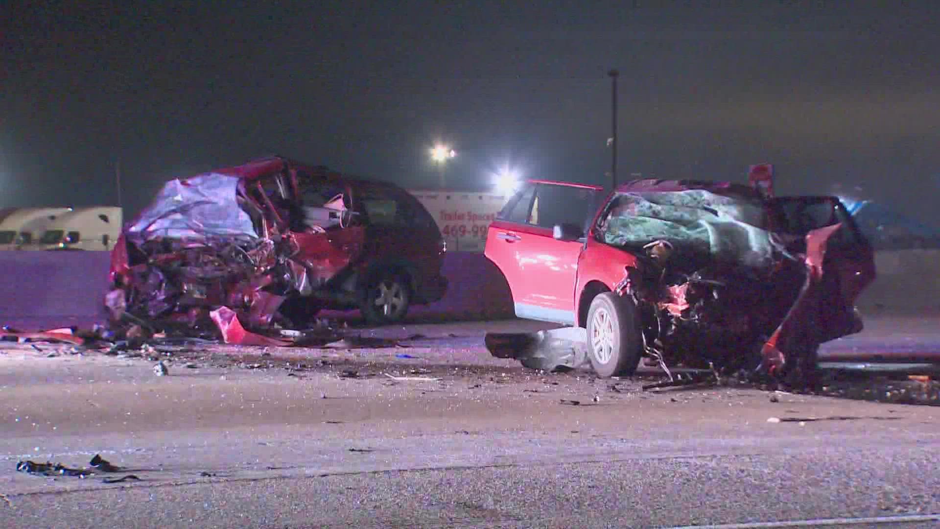 Police say a woman driving with two juveniles in the wrong-way vehicle were killed as well as a man driving in the other vehicle.