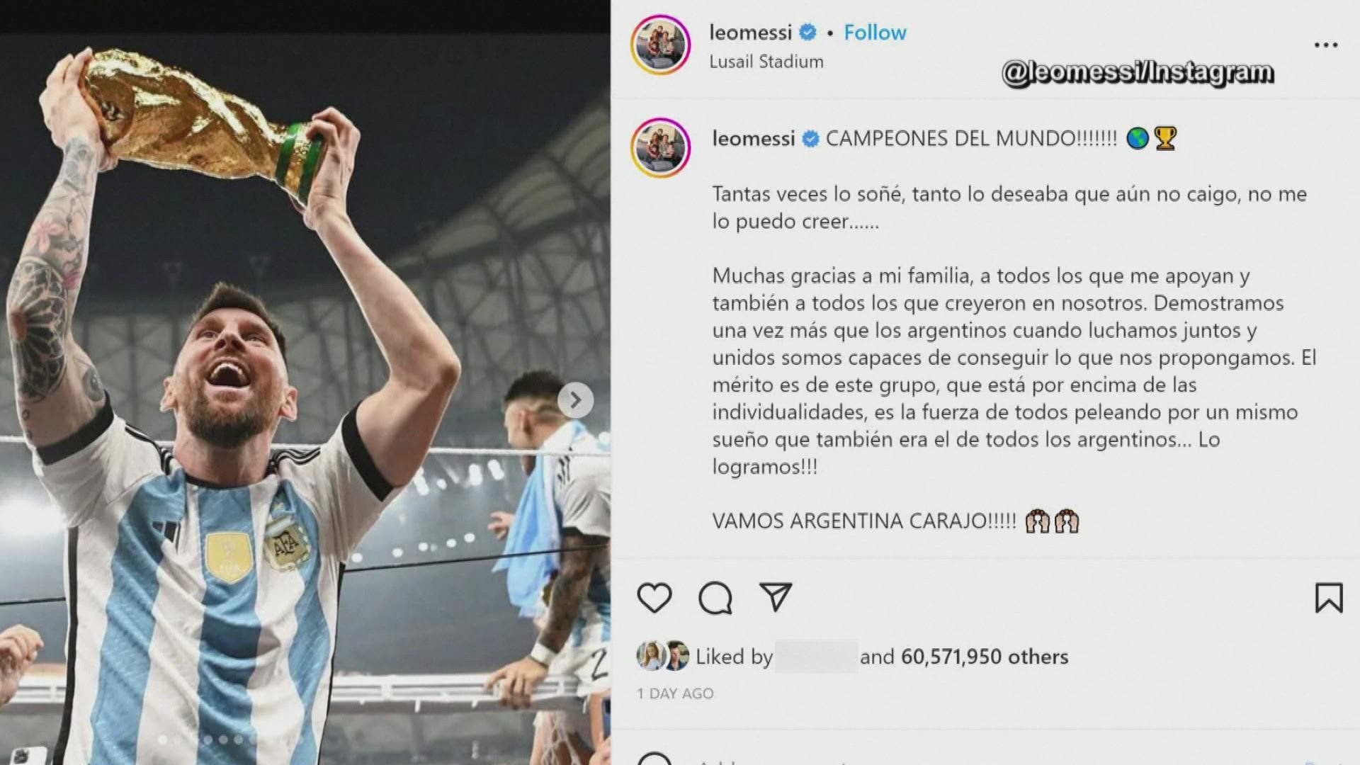 ESPN FC on X: Lionel Messi's World Cup Instagram post has become