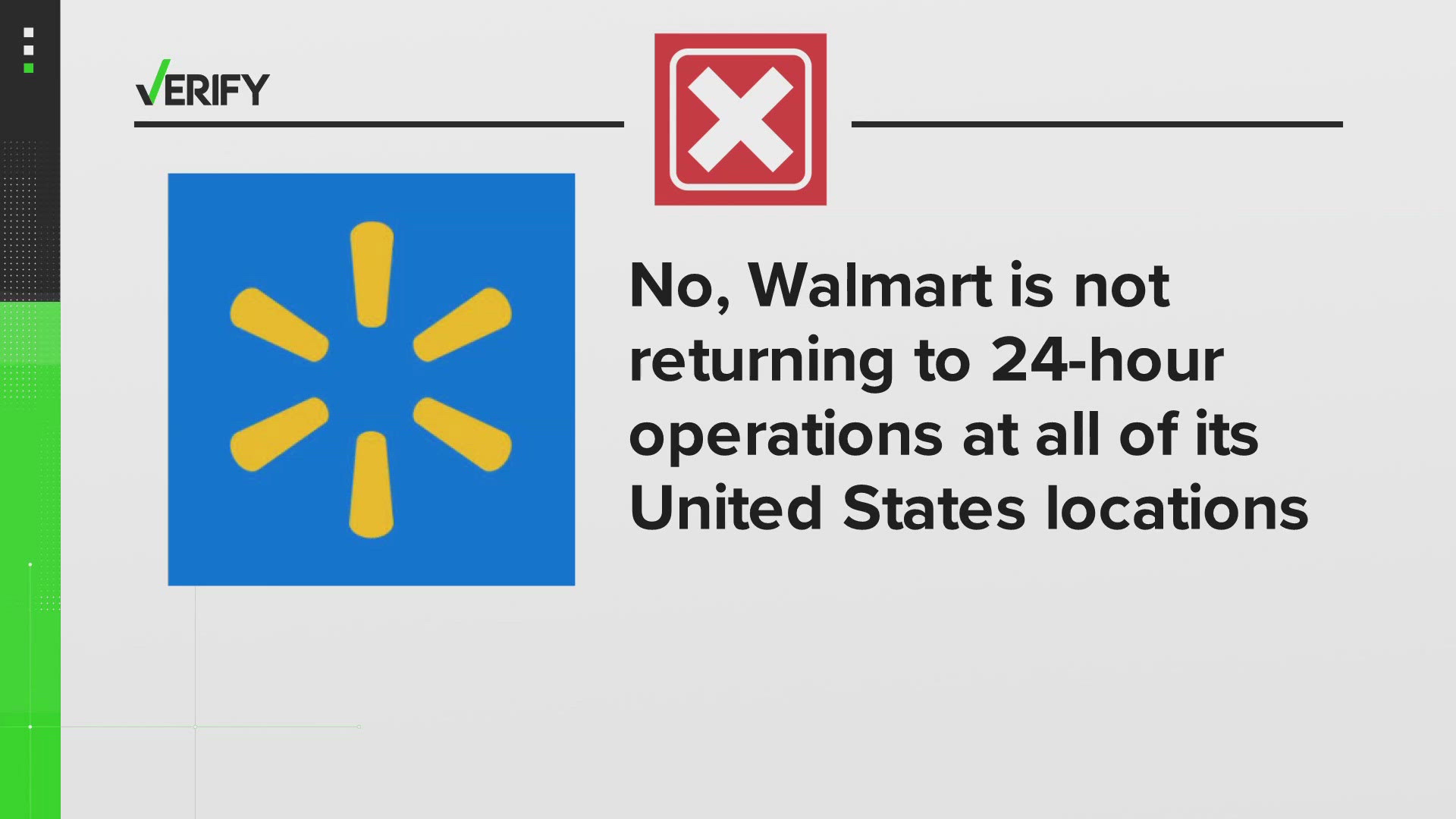 Recently, posts on social media have been circulating claiming the mega retailer would return to 24-hour operations. But the company says that is not true.