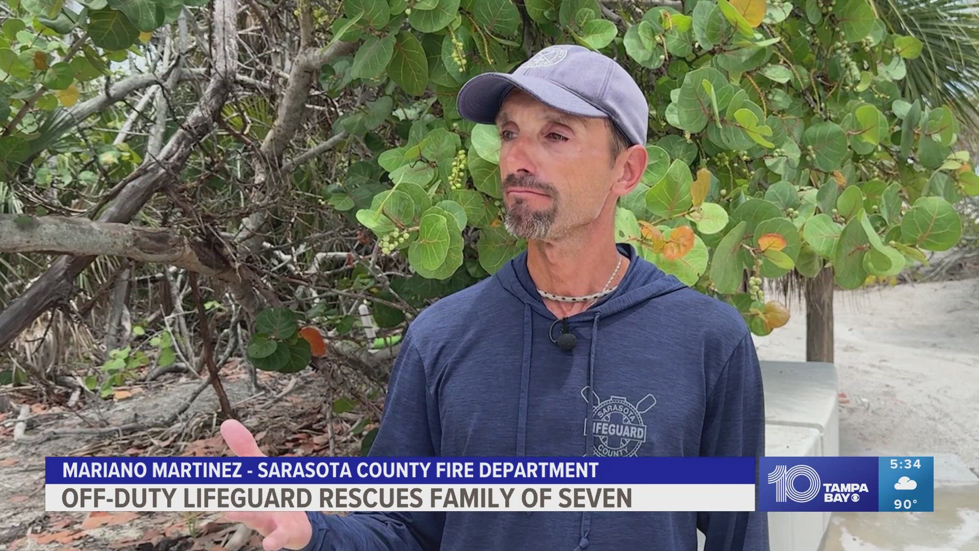 The lifeguard received a notification on his phone alerting him to a rescue call and immediately jumped into action to save seven people from drowning.
