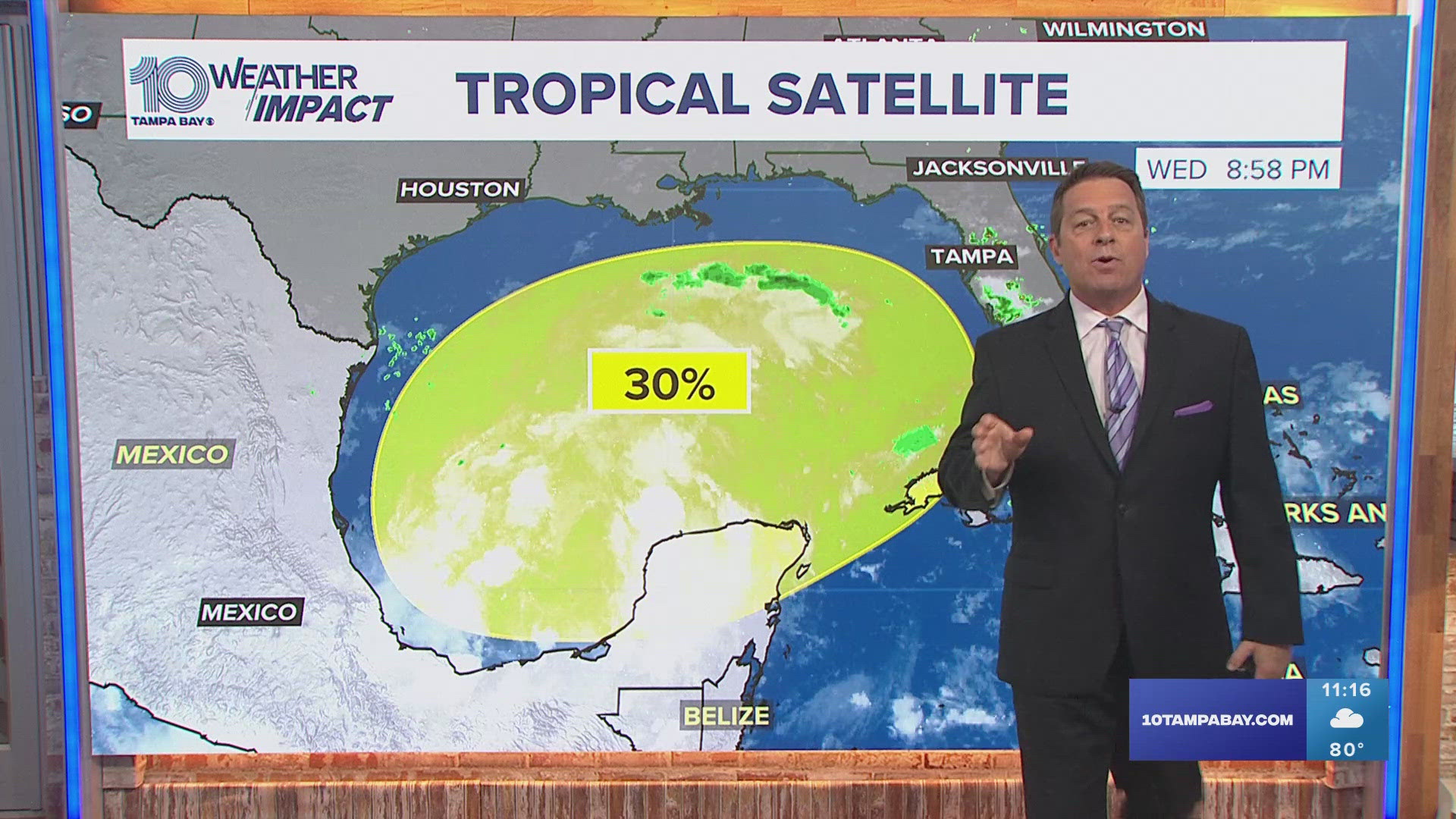 An area of low pressure is having a hard time getting organized, which is a good thing for us.