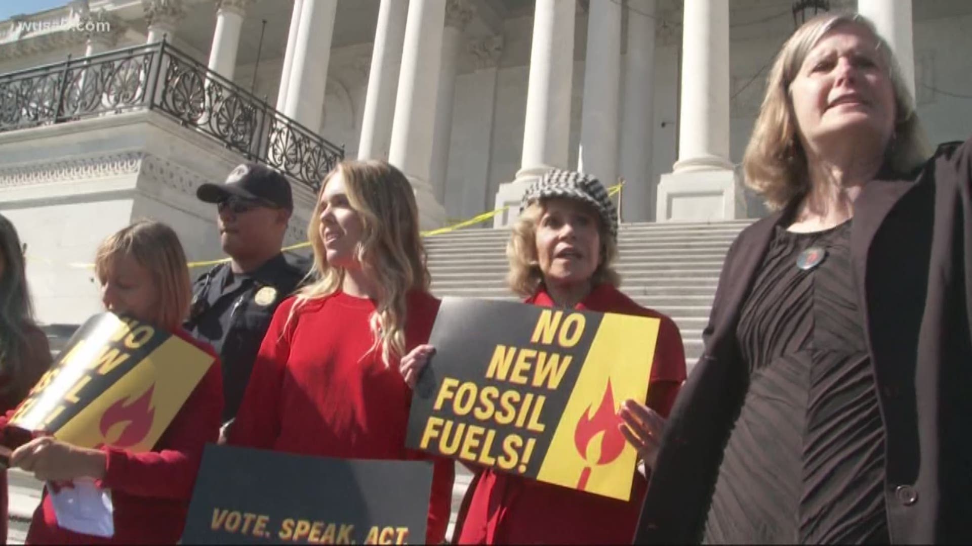 The nearly 82-year-old actress moved to D.C. to take part in the fight against climate change. Fonda among 16 people arrested, police say.