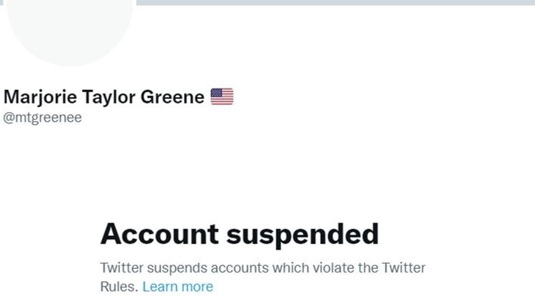 Marjorie Taylor Greene's personal Twitter account suspended permanently, Facebook temporarily